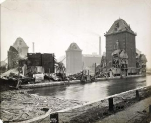 The Millennium Mills following the explosion. Source: Wikipedia